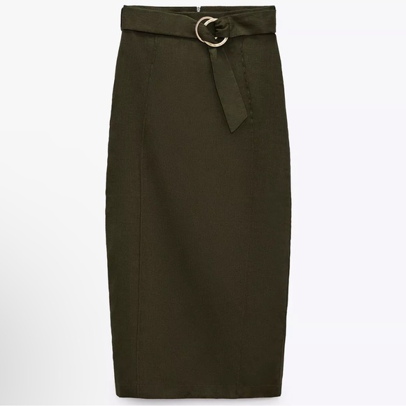 Zara linen skirt WITH belt just not pictured. Needs a steam. Worn once - Picture 2 of 3